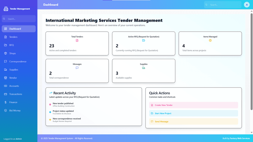 Tender & Procurement Management System